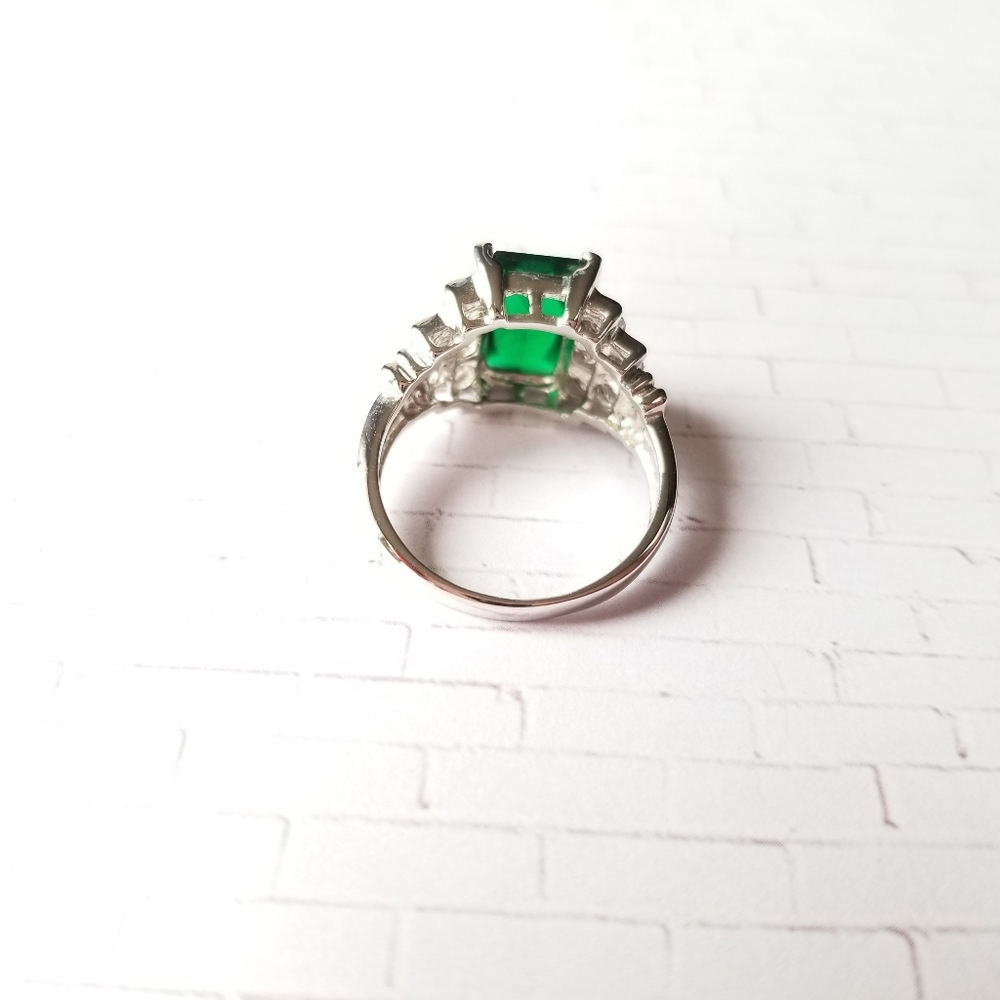 Simulated Emerald And Diamond Ring - image 5